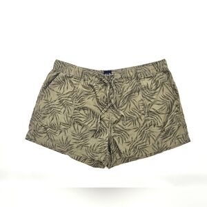 Gap Pull On Olive Green Leaf Pattern 3" Shorts Large‎